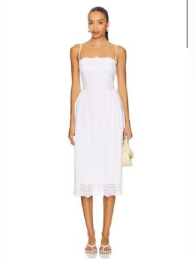 NWT White Lace-Trim Midi Dress